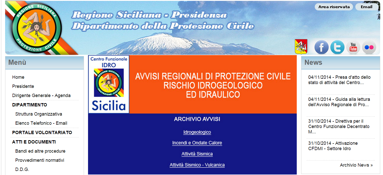 Regione Siciliana: pubblicata la Direttiva regionale per la gestione organizzativa e funzionale del sistema di allerta per il rischio idrogeologico e idraulico ai fini di protezione civile.